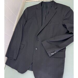 Loro Piana Joseph Abboud Blazer Sport Coat Jacket 48R Pinstripe Black USA Made